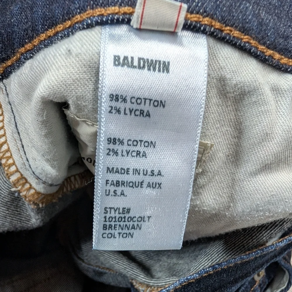 Baldwin Jeans Mens 29x28 Blue Indigo Brennan Modern Straight Kansas City USA